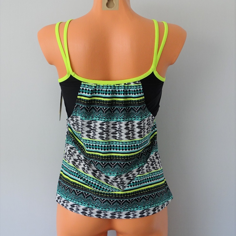 Go Gossip NWT Multicolor Geo Tankini Top - Picture 3 of 4